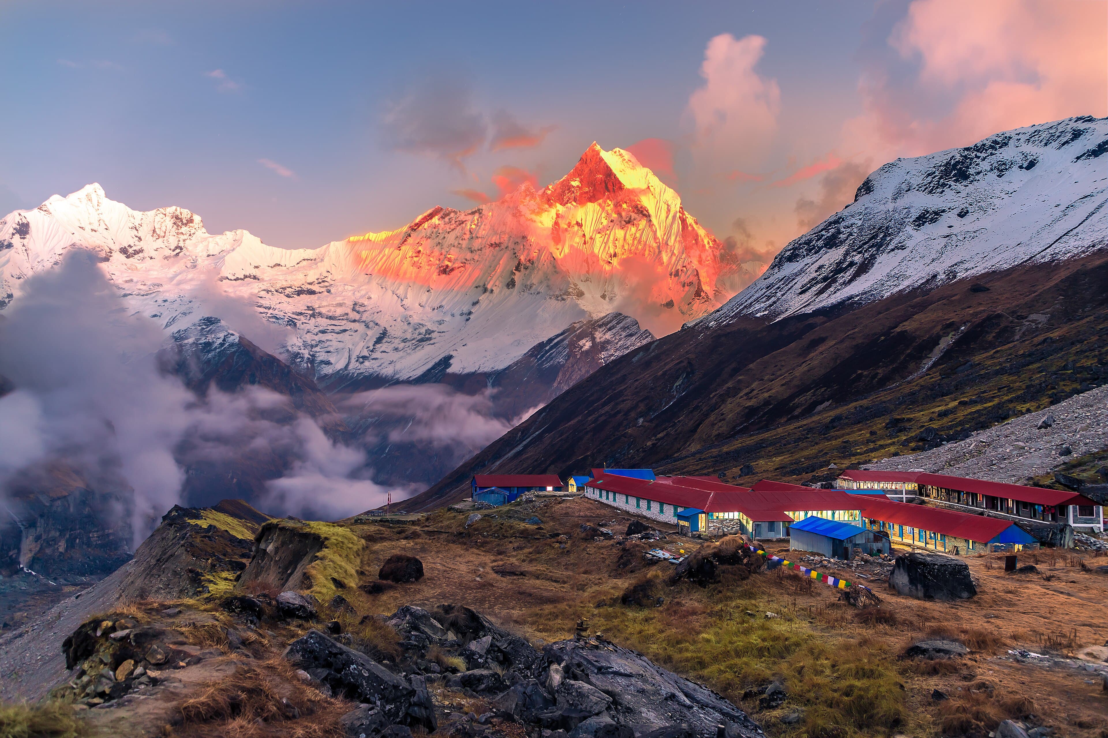 Machhapuchhre catching first light above Annapurna Base Camp